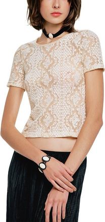 Anna Sui Victorian Lace Combo T-Shirt in Ivory at Nordstrom, Size X-Small
