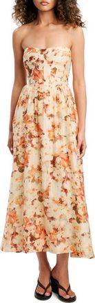 Bardot Lola Strapless Corset Dress in Orange Floral at Nordstrom, Size 12
