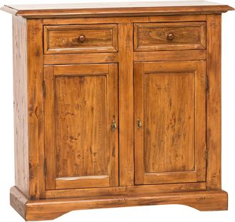 Biscottini International Alacena Setilo Country De Madera Maciza De Tilo Acabado Con Efecto Nogal 110x45x103 Cm
