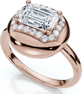 Pompeii3 1 1/10Ct Emerald Diamond Button Ring 14k Gold or Platinum Lab Grown EF/VS