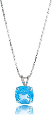 MAX + STONE 925 Sterling Silver or 14k Gold 8mm Cushion Cut Gemstone Pendent Necklace