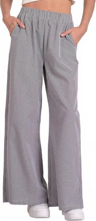 Elan Gingham Wide Leg Pants In Black Gingham