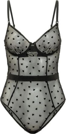 Fiorucci Tulle Heart Bodysuit - Dames - Bodies - Zwart - M - Tule - Tops