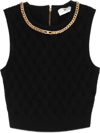 Elisabetta Franchi Top corto con decorazione - Nero