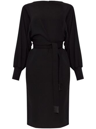 Emporio Armani belted dress - women - Polyester - 40 - Black