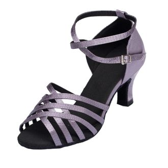 Minitoo Ladies Breathable Comfortable Dance Shoes Formal Party Wedding Sandals L124 Purple 7cm Heel UK 7