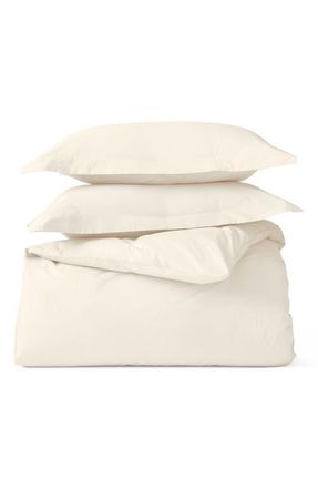 Coyuchi Classic Organic Cotton Sateen Duvet & Sham Set in Undyed at Nordstrom, Size Full/queen