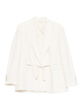 Seventy Blazer jacket in white cotton with lace