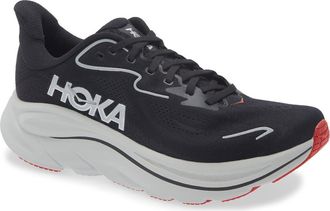 Hoka One One Clifton 10 Running Shoe - Wide Width Available in Black /Silver at Nordstrom, Size 11.5