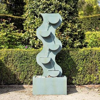 PRIMROSE Monsanto Tiered Cascading Zinc Water Feature 122cm in Grey