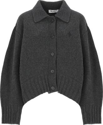 The Attico Dark Grey Asymmetric Wool-Blend Cardigan