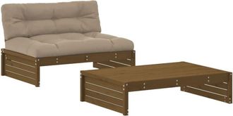 vidaXL Juego Muebles Jard&iacute;n 2 Pzas Y Cojines Madera Maciza Marr&oacute;n Miel Vidaxl