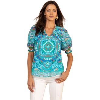 Hale Bob Brisa Voile Top in Turquoise at Nordstrom, Size X-Small