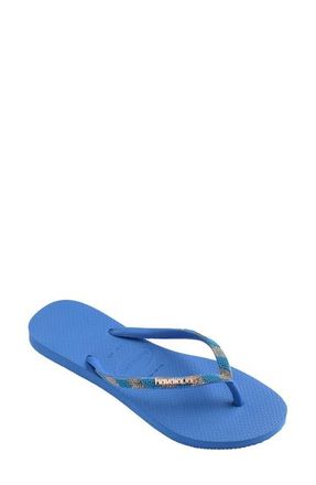Havaianas Slim Glow Embellished Water Resistant Flip Flop in Brilliant Blue at Nordstrom, Size 37