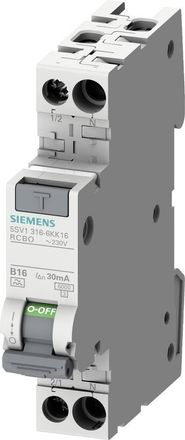 SIEMENS Interruptor Diferencial/autom&aacute;tico Compacto 1p+n 6ka Tipo A 30ma B16, 5sv13166kk16