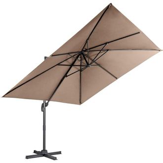 Costway Costway 300 Cm Sombrilla Para Jard&iacute;n Con 3 Inclinaciones, Rotaci&oacute;n 360&deg;, Manivela, 8 Varillas, Base Cruzada, Parasol De Exterior (caf&eacute;)