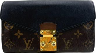 Louis Vuitton Black Brown Monogram Monogram Leather Long Wallet (Bi-Fold) (Pre-Owned)