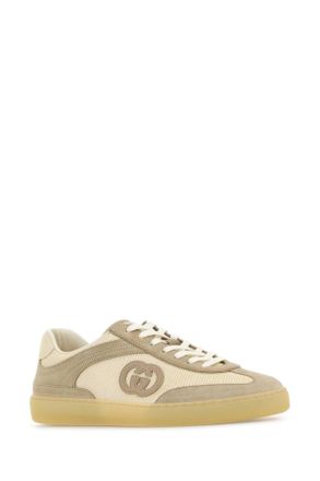 Gucci Mens Two-Tone Mesh And Suede Sneakers White