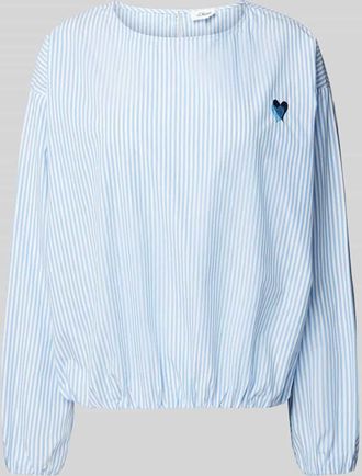 s.Oliver Red Label Oversized Blusenshirt aus reiner Baumwolle mit Herz-Stickerei in Hellblau, Gr&ouml;&szlig;e 46