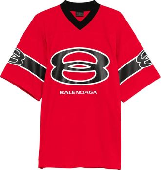 Balenciaga T-shirt American Football con scollo a V - Rosso