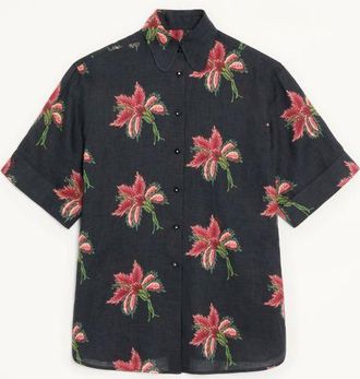Valentino Camicia In Linen Papier Floral Donna NERO/MULTICOLOR 36