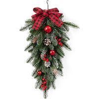 OEM Adorno Navide&ntilde;o En Forma De L&aacute;grima Con Bayas Rojas Y Pi&ntilde;as, Decoraci&oacute;n De Invierno, Adorno Para La Puerta Principal Para Uso Interior Y Exterior, Dec