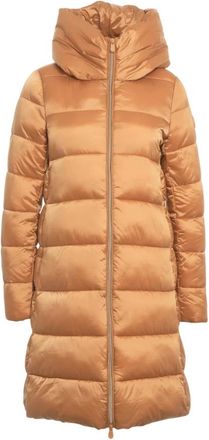Save The Duck Quilted Long Down Jacket Brown Aw25