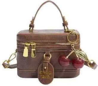 Generic Cymwer Women PU Retro Box Handbags with Pendant Crossbody Bag for Travel Work (Brown)