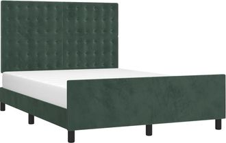 vidaXL Vidaxl - Estructura Cama Sin Colch&oacute;n Terciopelo Verde Oscuro 140x200 Cm