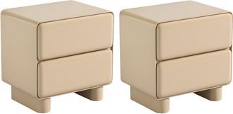 Vente-Unique Conjunto de 2 mesitas de noche con 2 cajones - MDF - Beige lacado - AUNELA