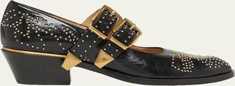 Chlo&eacute; Susan Studded Leather Mary Janes