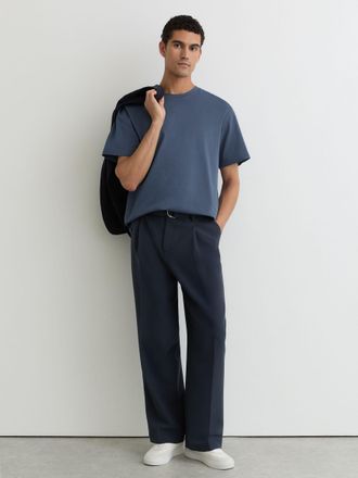 Reiss Airforce Blue Cotton Pigment-dyed Relaxed-fit T-shirt, Xxl