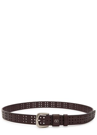 Valentino Garavani Perforated Leather Belt - Brown - 100 (L)