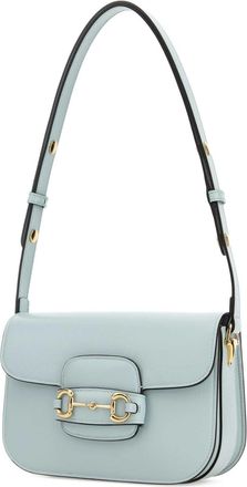 Gucci Womens Horsebit 1955 Shoulder Bag Blue Calf Skin