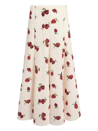 Khaite Lenno floral-print pleated midi skirt - Neutrals