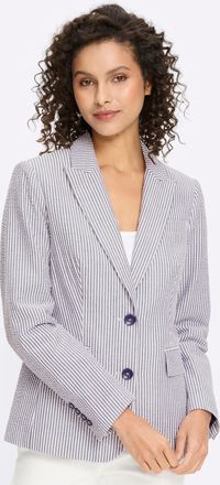 Heine Jackenblazer HEINE Blazer, Damen, Gr. 34, marine, wei&szlig;, gestreift, 65% Polyester, 35% Baumwolle, Blazer Jackenblazer