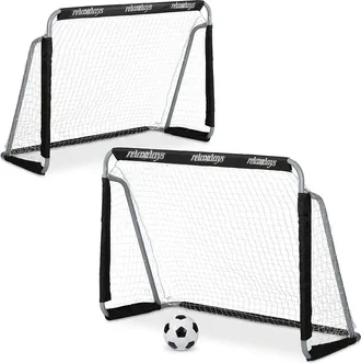 Relaxdays Relaxdays Porter&iacute;a Jard&iacute;n, Set De 2, Ni&ntilde;os Y Adultos, 110 X 150 X 75 Cm, Metal, Miniporter&iacute;a F&uacute;tbol Resistente, Negro