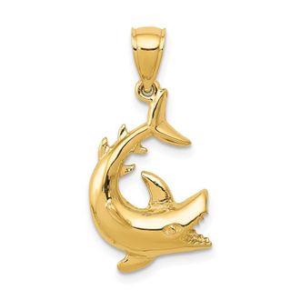 Diamond2Deal 14k Yellow Gold Shark Pendant