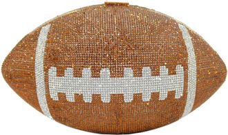 Generic Large Capacity Rhinestone Shiny Diamond Purse Creative Stylish Shoulder Bag with Shoulder Chain Football Shape Clutch Bag for Wedding Banquet (Brown)