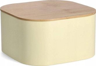 ZELLER Chlebak Caja Para Pan De Metal Con Tapa De Bamb&uacute;