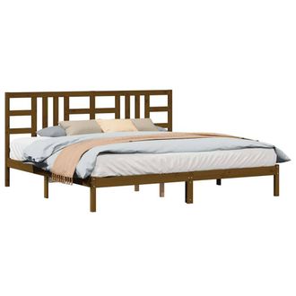 Berkfield Home Beautiful Bed Frame Honey Brown Solid Wood 200x200 cm