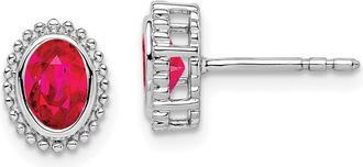 Diamond2Deal 14k White Gold Oval Ruby Stud Earrings