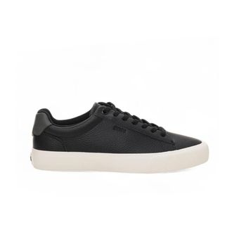HUGO BOSS Schoenen, Heren, Zwart, 43 EU, Leer, Vetersneakers met contrastdetails