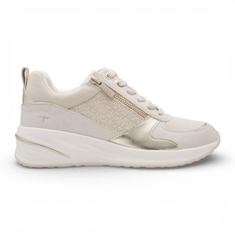 Tamaris Womens White Gold Platform Trainers Sneaker Zip Lace-Up Running Shoes