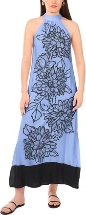 Vince Camuto Placed Floral Challis Maxi Dress in Serene Sky at Nordstrom, Size Xx-Large