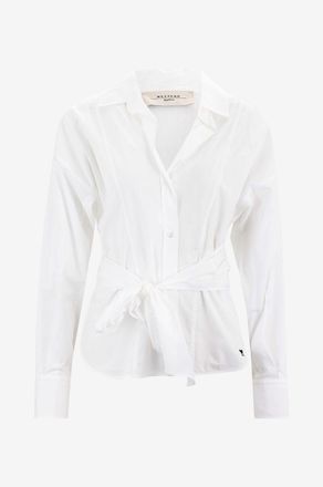 Max Mara Tailliertes Popelinehemd mit G&uuml;rtel Torino