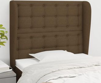 vidaXL Cabecero Con Orejas De Tela Marr&oacute;n Oscuro 83x23x118/128 Cm Vidaxl