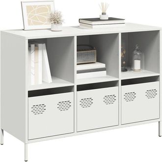 vidaXL Vidaxl - Aparador De Acero Laminado En Fr&iacute;o Blanco 101,5x39x73,5 Cm