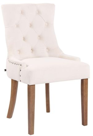 Clp Silla con patas de madera y asiento en Terciopelo Crema