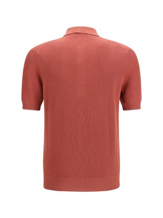 Brunello Cucinelli Ribbed Cotton Polo - Orange